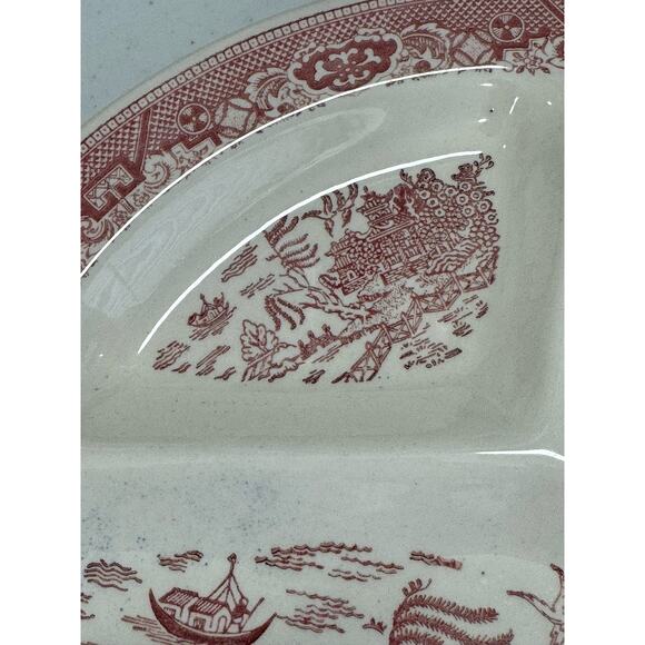 Set of 2 Vintage Pink Willow Royal China Segmented 10.5” Dishes - Picture 9 of 13